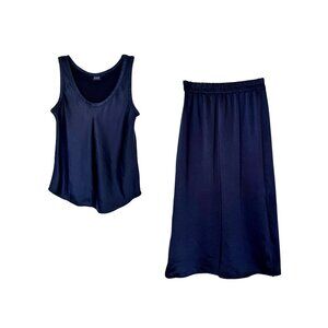 GAP Navy Blue Sateen Matching Tank and Skirt Set